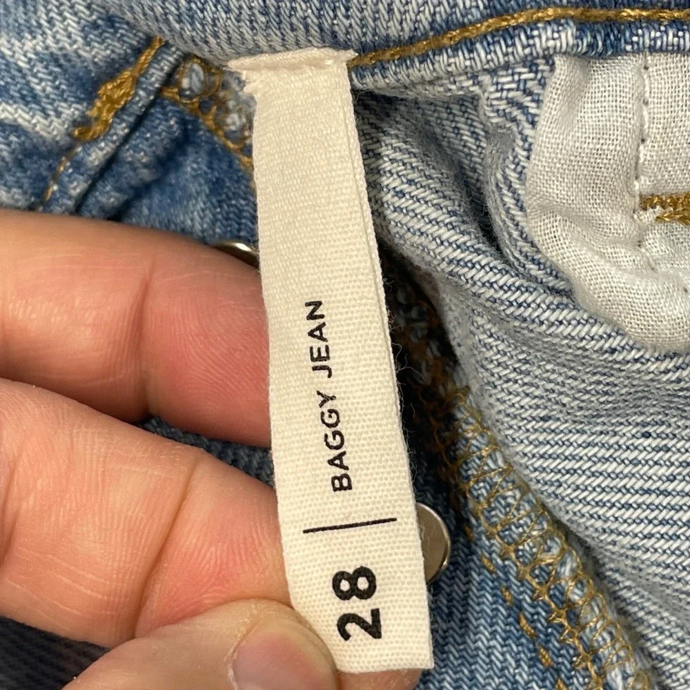 PacSun Blue Two Tone Baggy High Rise Wide Leg Button Fly Jeans Womens 28